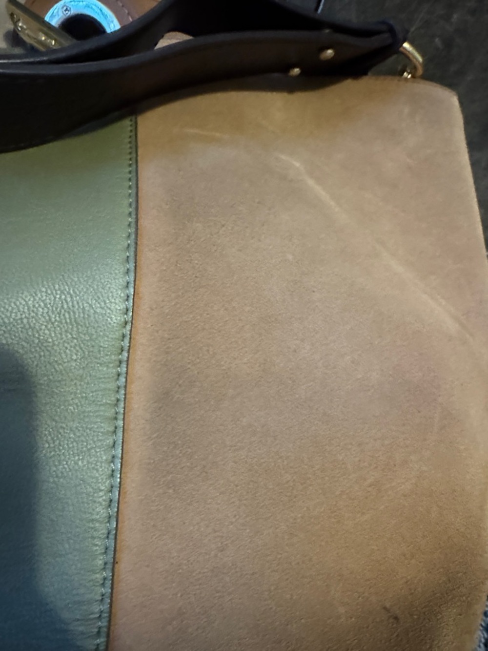 See By Chloe Two-Tone Olive & Tan Leather Shoulder Bag with Gold Hardware - Picture 7 of 14